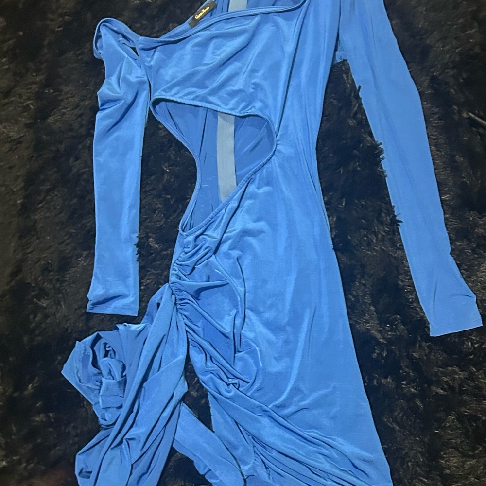 Chic Long Sleeve Blue Dress